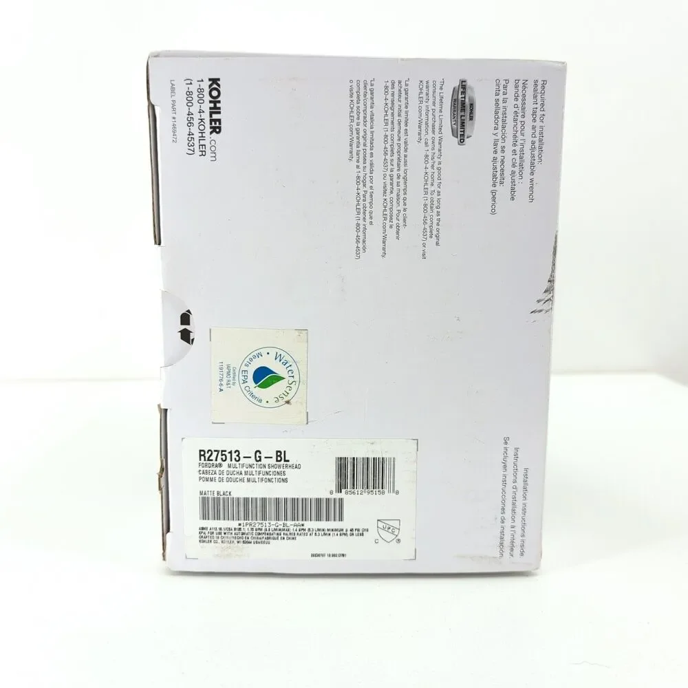 KOHLER Fordra 3 Spray Patterns 6.817 Wall Mounted Fixed Shower Head Matte Black
